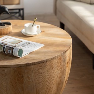 31.50"Vintage Style Bucket Shaped Coffee Table with storage function, for Office, Dining Room and Living Room - 1 of 4