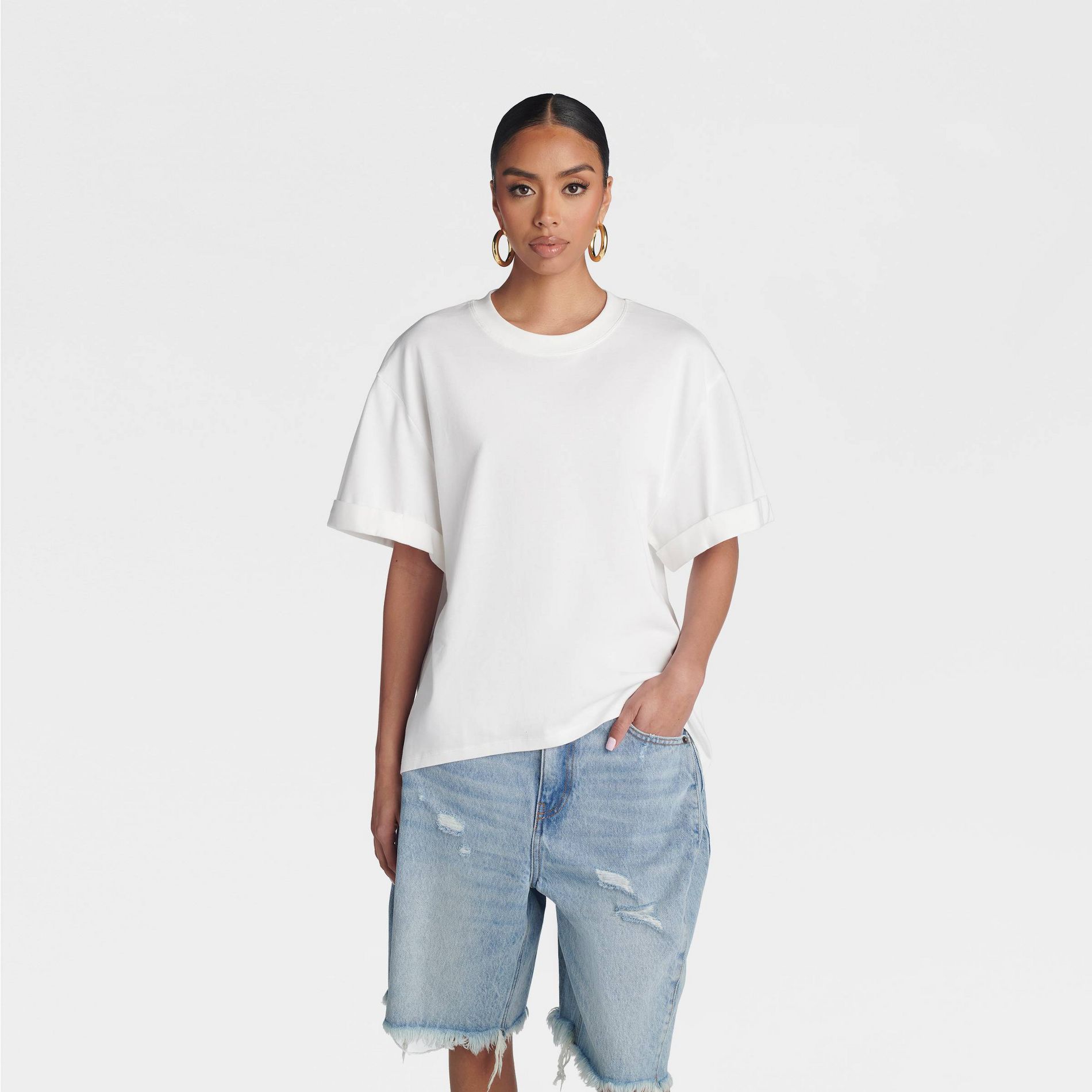 KBB by KAHLANA Short Sleeve 'The High-Low T-Shirt' - White