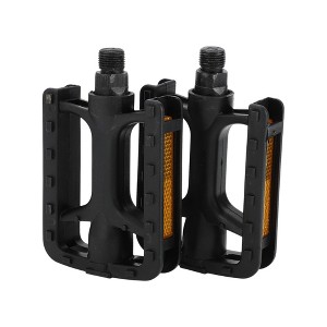 Unique Bargains Cycling Bike Pedal 9/16" Spindle Plastic Bicycle Flat Pedals for Road Mountain BMX MTB Bike Black - 1 of 4