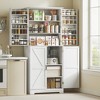 HOMCOM 72" Farmhouse Kitchen Pantry Cabinet, Tall Storage Cabinet with 4 Barn Doors, 4 Adjustable Shelves, 8 Door Shelves - 3 of 4