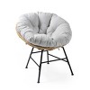 Set Of 2 Outdoor Wicker Lounge Chairs,Lounge Chair with Cushion And Iron Frame,PE Rattan Woven Patio Gathering Lounge Chair-Coolbibila - 3 of 4