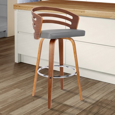 Armen Living Jayden Barstool Walnut and Gray 30 in Seat Height