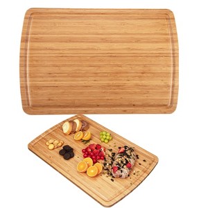 30" Extra Large Bamboo Cutting Boards for Kitchen, Wooden Chopping Board with Juice Groove, Reversible Butcher Block - 1 of 4