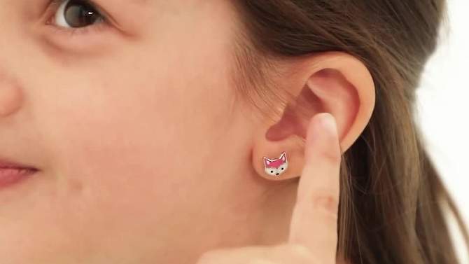 Girls' Miss Foxy Screw Back Sterling Silver Earrings - In Season Jewelry, 2 of 7, play video