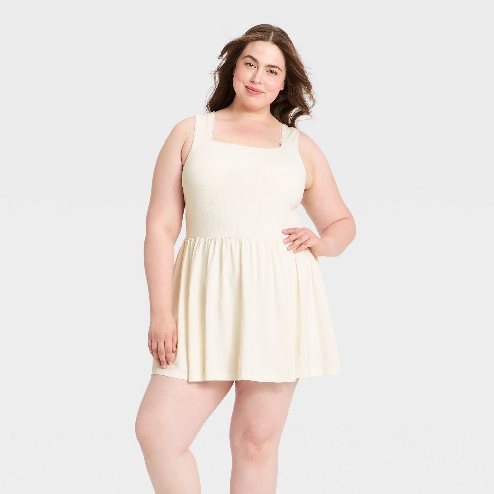 Women's Athletic Pointelle Dress - All In Motion™ Cream 4X