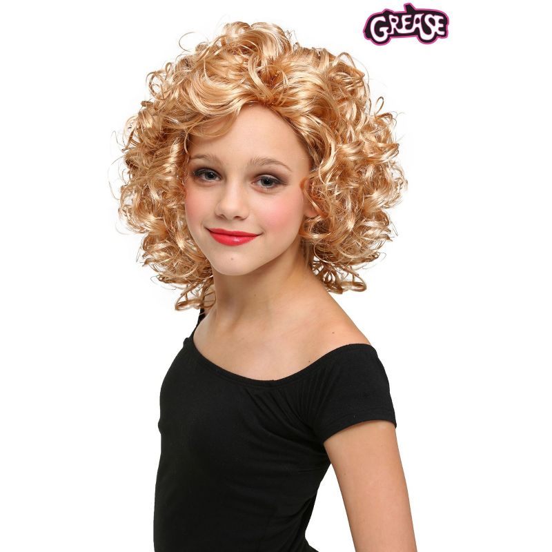 HalloweenCostumes.com One Size Fits Most Girl Grease Girls Bad Sandy Wig, Yellow, 2 of 3