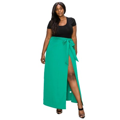 L I V D Women's Scuba Wrap Maxi Skirt