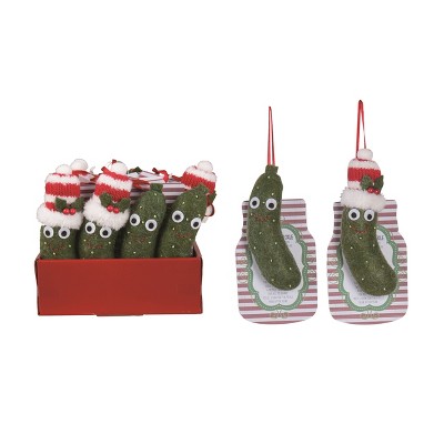 Transpac 4.5 in Multicolor Christmas Pickle Ornament Set of 12 with Display Perfect for Holiday Tree Decorations