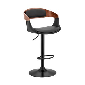 Benson Adjustable Counter Height Barstool with Faux Leather Seat - Armen Living - 1 of 4