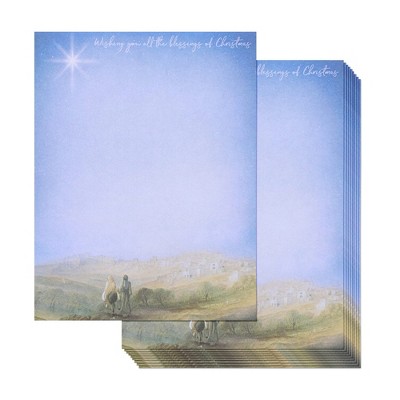 Paper Junkie 96 Sheets Nativity Scene Christmas Stationary Paper for Writing Letters, Printer Friendly, 8.5 x 11 Inches