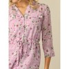 Hobemty Women's V-Neck 3/4 Sleeve Tie Waist Button-Down Floral Chiffon Dress - 4 of 4