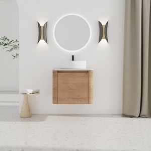 GDFStudio Ford Wall-Mounted Bathroom Vanity With Ceramic Round Sink - 1 of 4