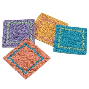 Folkulture Set of 4 Beaded Coasters 4" Square - Scalloped - 1 of 2