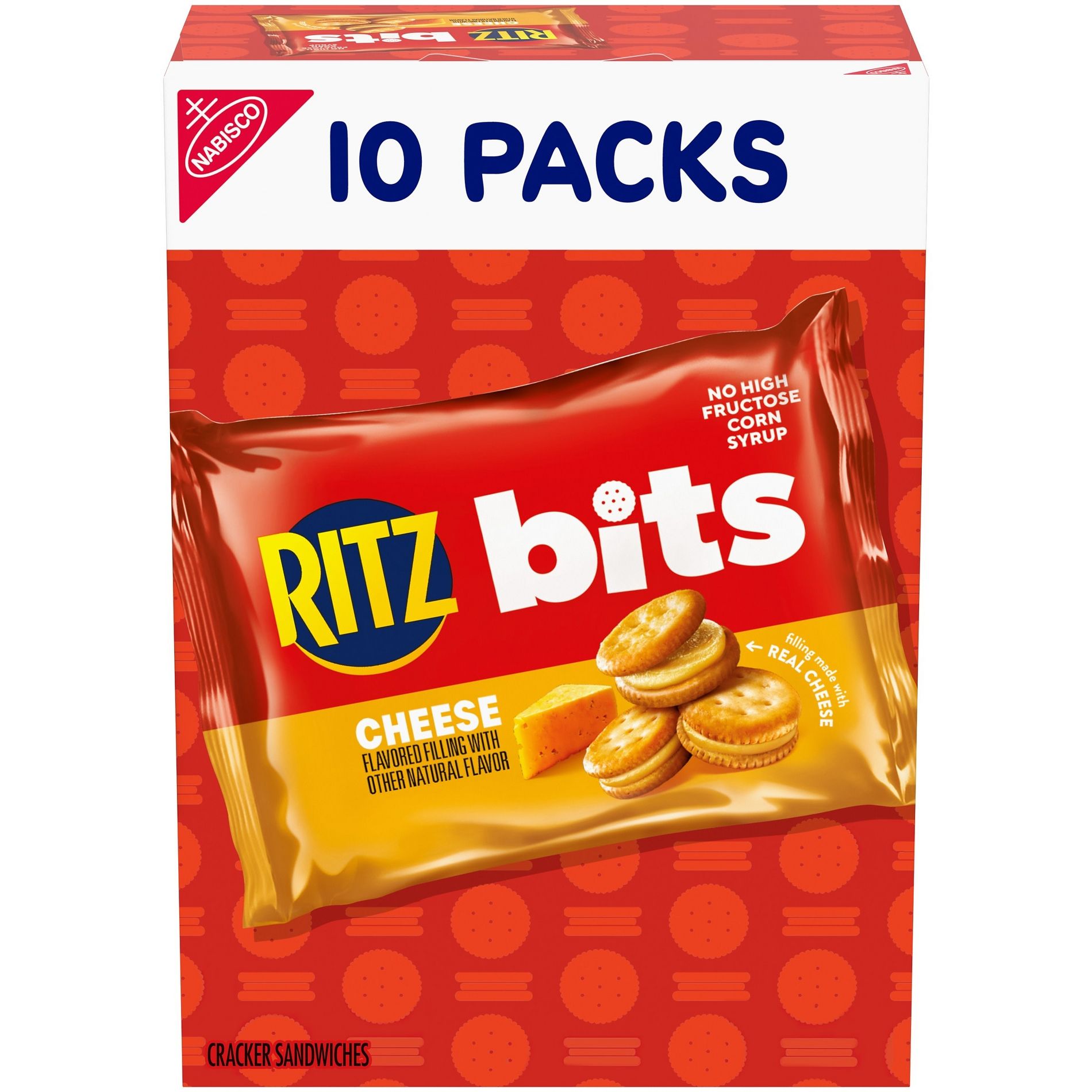 RITZ Bits Cheese Sandwich Crackers Snack Pack Lunch Snacks - 10ct
