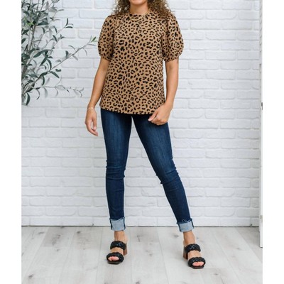 Women's Spotted Animal Print Blouse - Hailey & Co