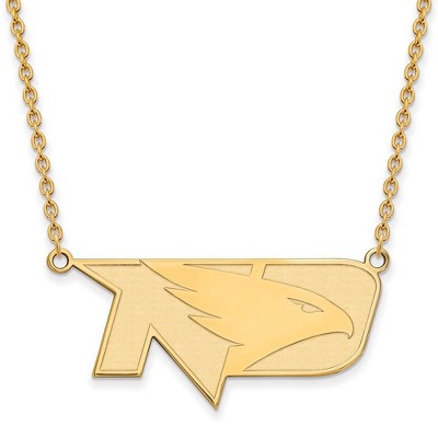 Black Bow Jewelry 10k Yellow Gold North Dakota Fighting Hawks NCAA Necklace 18 Inch