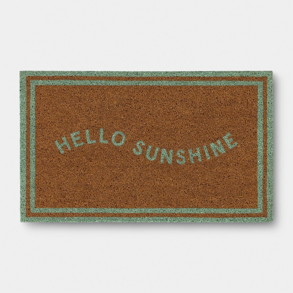 18"x30" Hello Sunshine Coir Doormat Natural/Blue - Sun Squad™