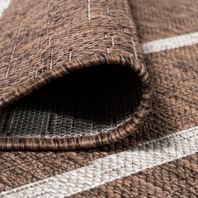 Colonia Brown and Beige Striped 4' x 6' Synthetic Area Rug