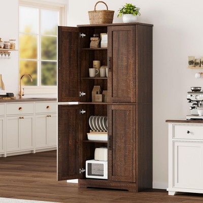 70 Inch Tall Kitchen Pantry Cabinet, Freestanding Storage Cabinet with 4 Doors and Adjustable Shelves, Utility Hutch Cupboard