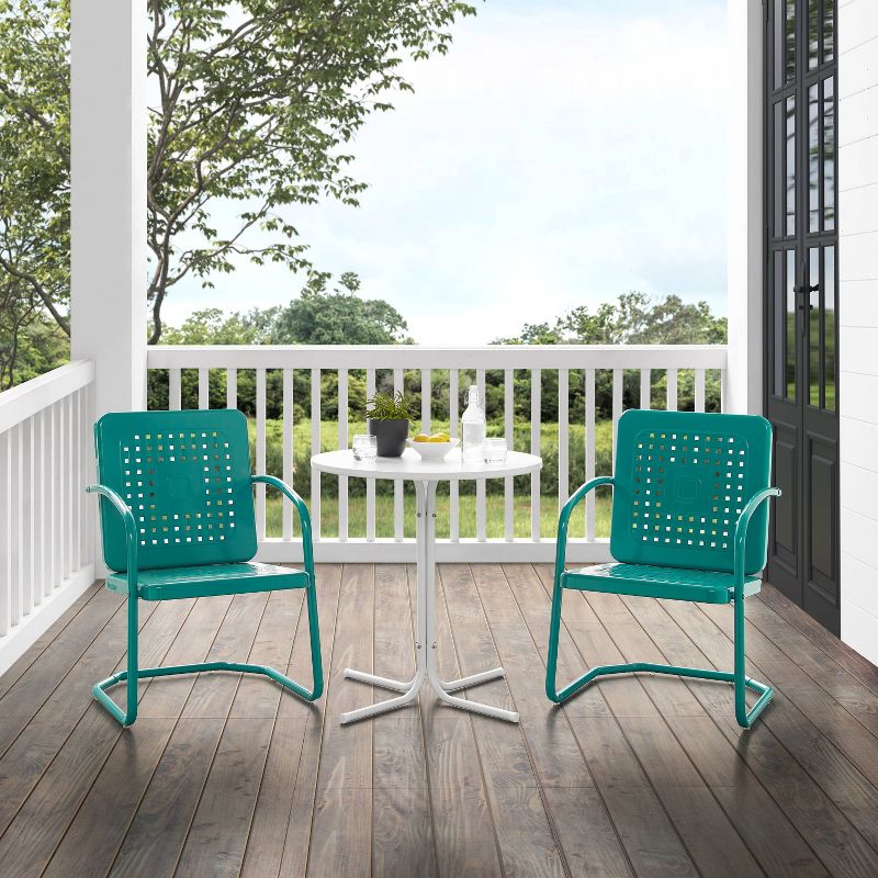 Bates 3pc Outdoor Bistro Set with Table &#38; 2 Chairs - Turquoise - Crosley, 6 of 13