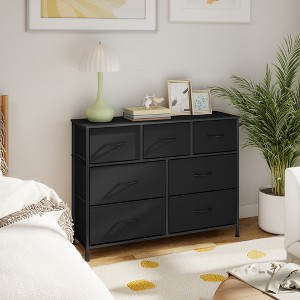 7-Drawer Fabric Dresser - Steel Frame Storage Unit for Bedroom/Closet, Multi-Functional TV Stand, Ink Black and Ebony Black - 1 of 4