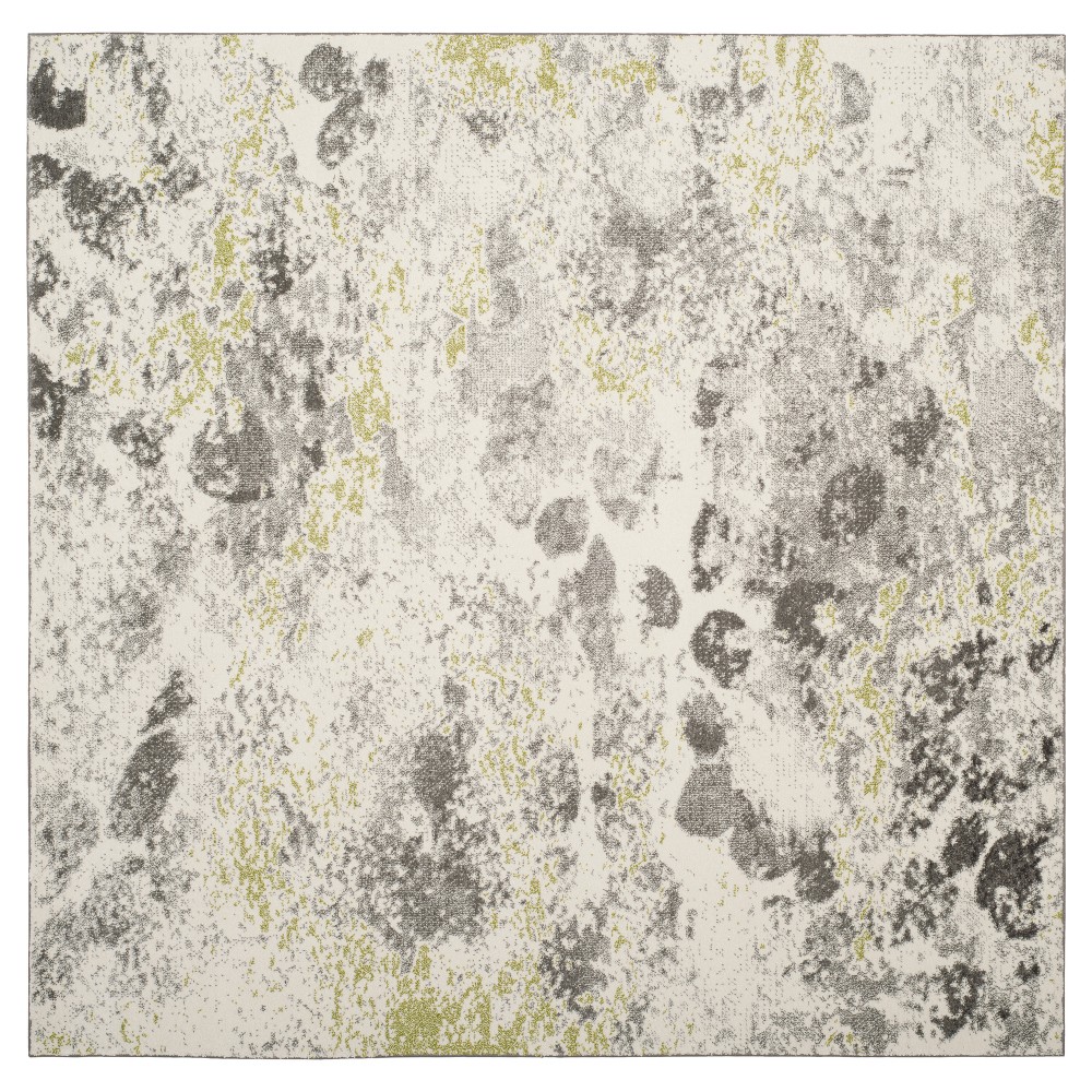 6'7inx6'7in Ivory/Gray Splatter Loomed Square Area Rug - Safavieh