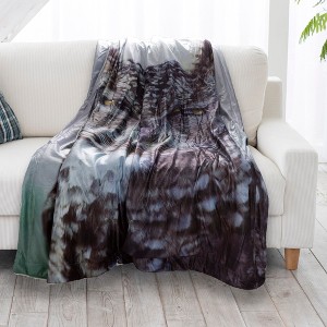 Hastings Home Lightweight Hypoallergenic Faux Shearling Fleece Throw Blanket With Owl Print Pattern for Adults and Kids - 1 of 2