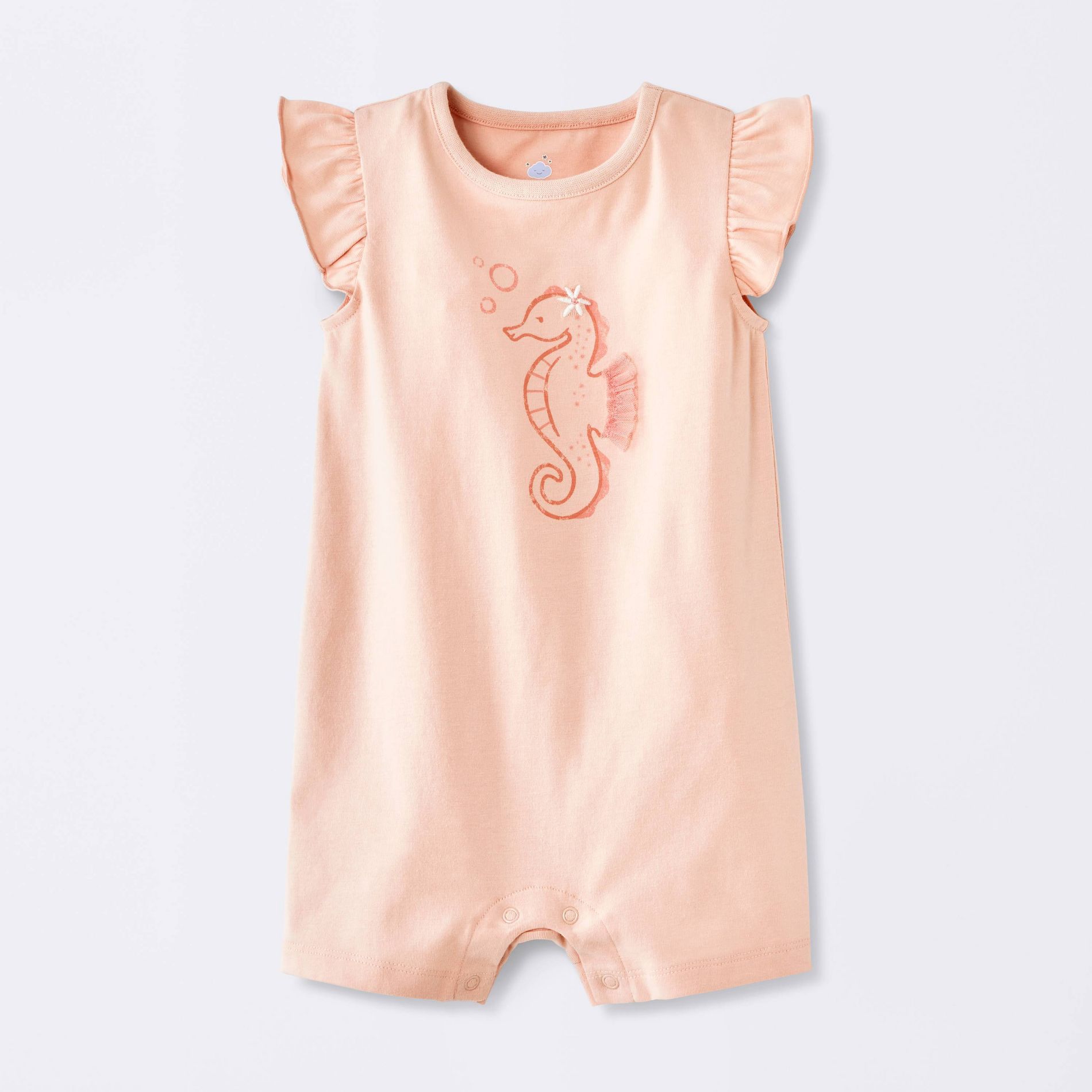 Baby Girls' Seahorse Graphic Ruffle Tank Romper - Cloud Island™ Pink