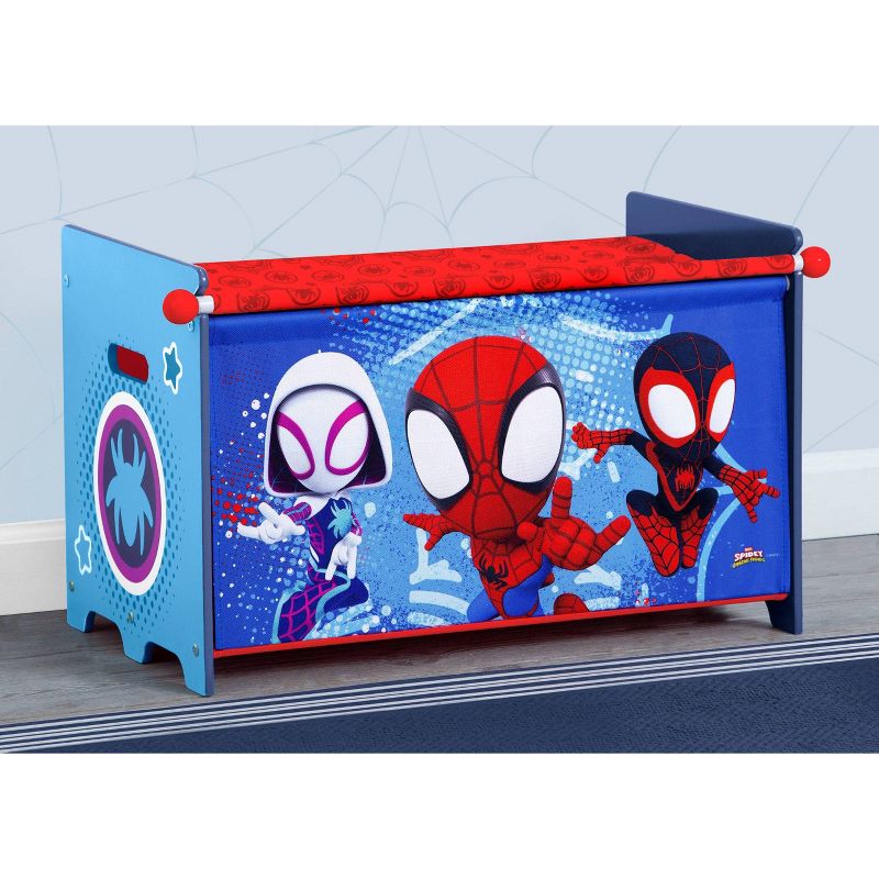 Delta Children Marvel Spidey and His Amazing Friends Toy Box with Retractable Fabric Top - Blue, 3 of 11