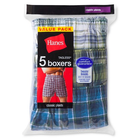 Hanes Men's 5pk Red Label Boxer Shorts Tartan - Colors May Vary XXL ...