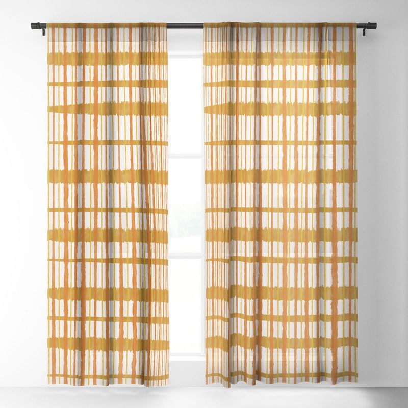 Kierkegaard Design Studio Hygge Retro Stripe Painted Plaid Single Panel Sheer Window Curtain - Deny Designs, 2 of 7
