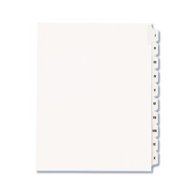 Avery Allstate-Style Legal Exhibit Side Tab Dividers 10-Tab I-X Letter White 82319