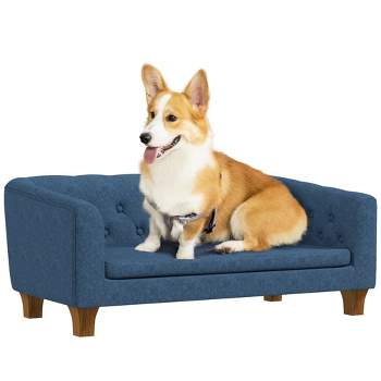 PawHut Raised Dog Sofa, Elevated Pet Sofa for Small and Medium Dogs, with Removable Soft Cushion, Anti-slip Pads, Simple Installation