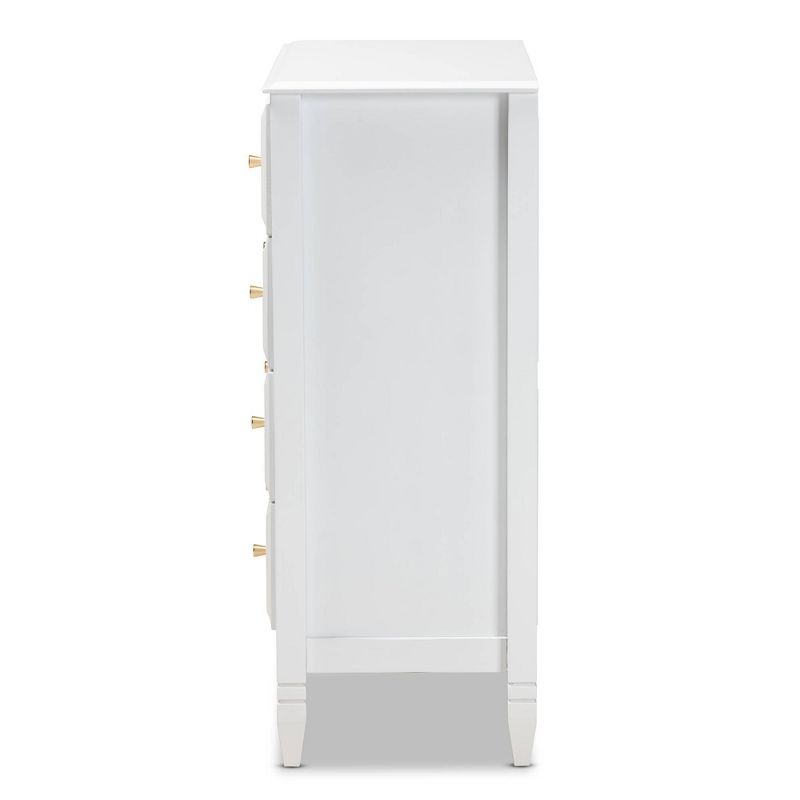 4 Drawer Naomi Wood Bedroom Chest White/Gold - Baxton Studio, 5 of 10