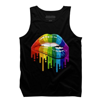 Adult Design By Humans Rainbow Pride Lip Melt By COVI Tank Top