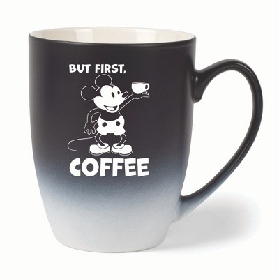 Elanze Designs But First Coffee Two Toned Ombre Matte 10 ounce New Bone China Coffee Tea Cup Mug, Black and White