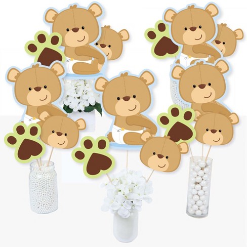 Big Dot Of Happiness Baby Boy Teddy Bear Baby Shower Centerpiece Sticks Table Toppers Set Of 15 Target