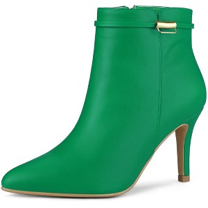 Allegra K Women's Stiletto Heels Closed Pointed Toe Side Zip Ankle Boots - 1 of 4