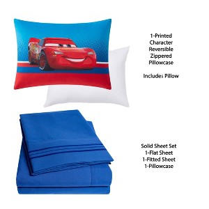Kids' Lightning McQueen Cars Pillow with Bonus Solid Sheet Set - 1 of 4