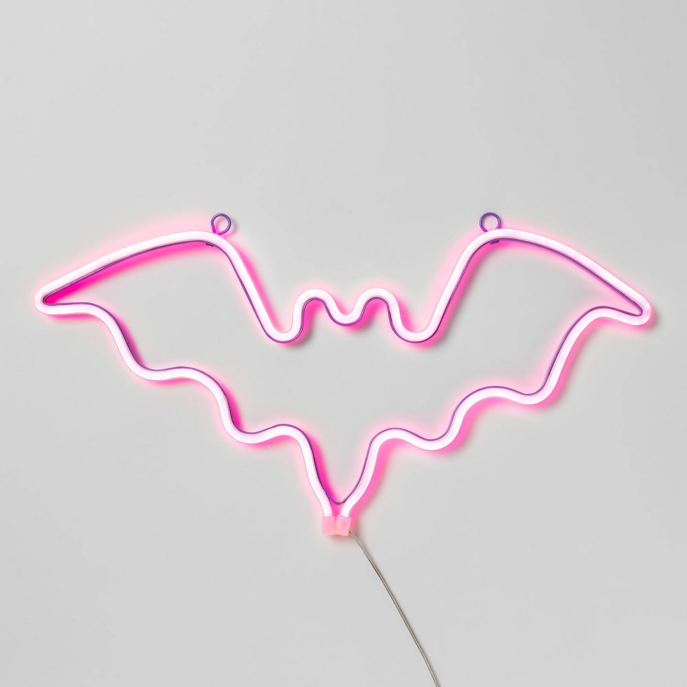 Halloween LED Lighted Faux Neon Steady-on or Flickering Bat Halloween Novelty Silhouette Purple - Hyde & EEK! Boutique