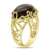 EVERLY JEWELRY | Yellow Plated Sterling Silver 11 CT TGW Oval Cut Smokey Quartz Bezel-set Filigree Ring - 2 of 3
