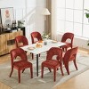 Set of 2 Dining Chairs with Hollow Backrest, Chenille Upholstered Armless Chairs with Metal Frame for Dining Room-Baofuwish - 3 of 4