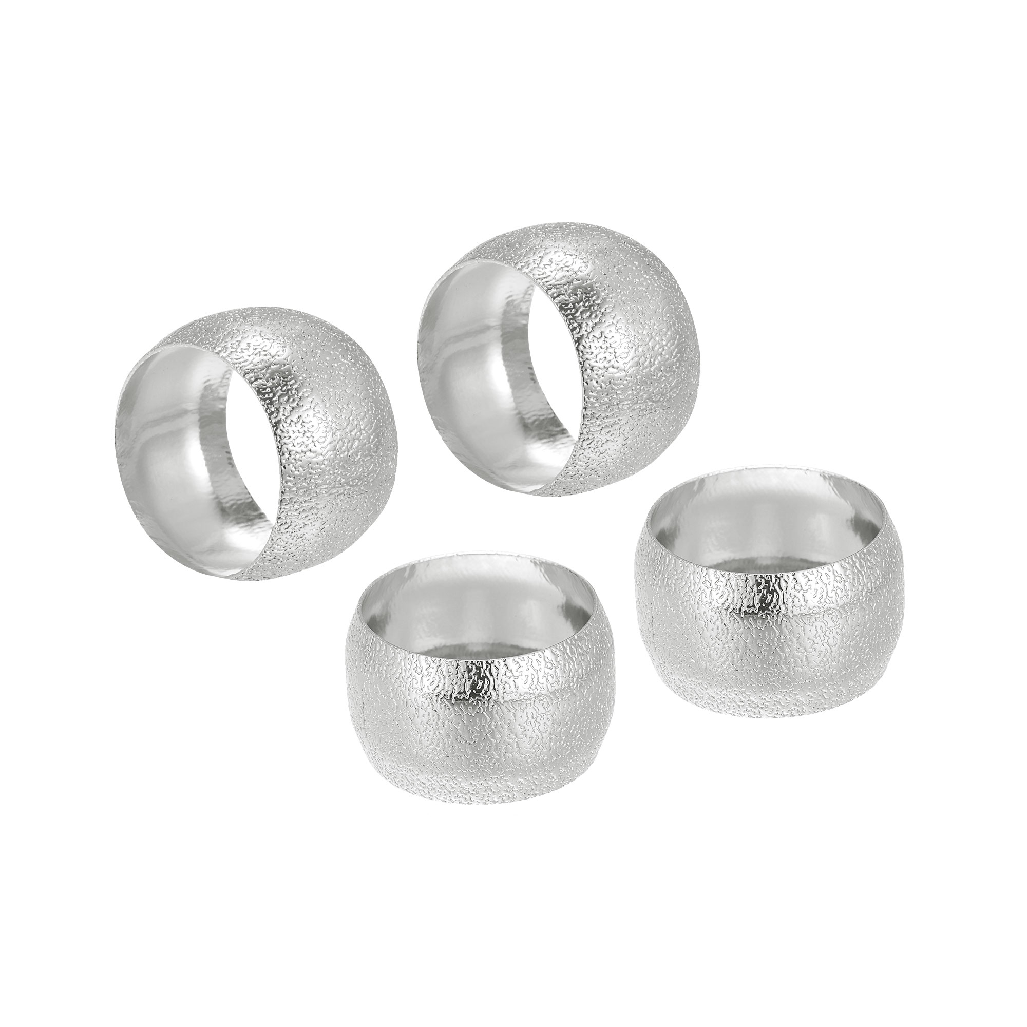 Unique Bargains Dining Table Decorations Alloy Decorative Wear Resistance Round Napkin Rings 4 Pcs Silver Tone