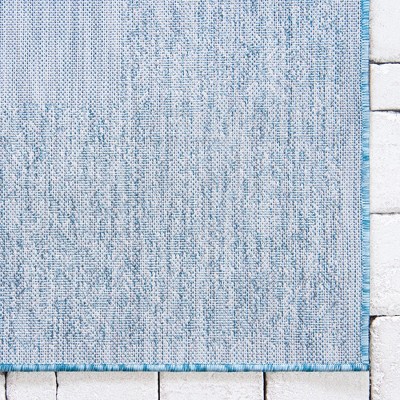 Aqua Blue Synthetic 8' x 11' Flat Woven Outdoor Rug