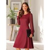 Seta T Women's Lantern Long Sleeve Round Neck Elegant Swiss Dots Work Knee Length Dress - 3 of 4