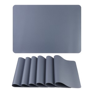 REGALWOVEN Faux Leather Heat Resistant Washable Wipeable Placemats 17 x 12 Inch 6 Pcs - 1 of 4