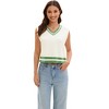 ATHLECHIC Women's Summer Knit Color Block Sleeveless V Neck Loose Fit Preppy Trendy Tank Tops - 2 of 4
