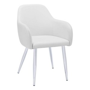 Monarch Specialties Dining Chair Set Of 2 Side Upholstered Kitchen Dining Room Pu Leather Look Metal White Chrome Contemporary Modern - 1 of 4