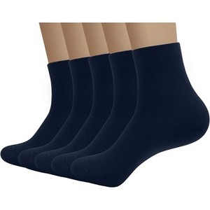SERISIMPLE Men Viscose Bamboo Quarter Thin Ankle High Breathable Comfort Cool Soft Quarter Ankle Socks Grey Large 5 Pairs - 1 of 4