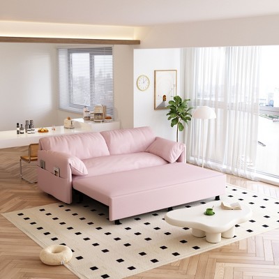 NicBex Couches for Living Room 63.8" Pull-Out Sofa Bed Multi-Functional Velvet Loveseat Sleeper Sofa Bed with Side Storage for Apartment